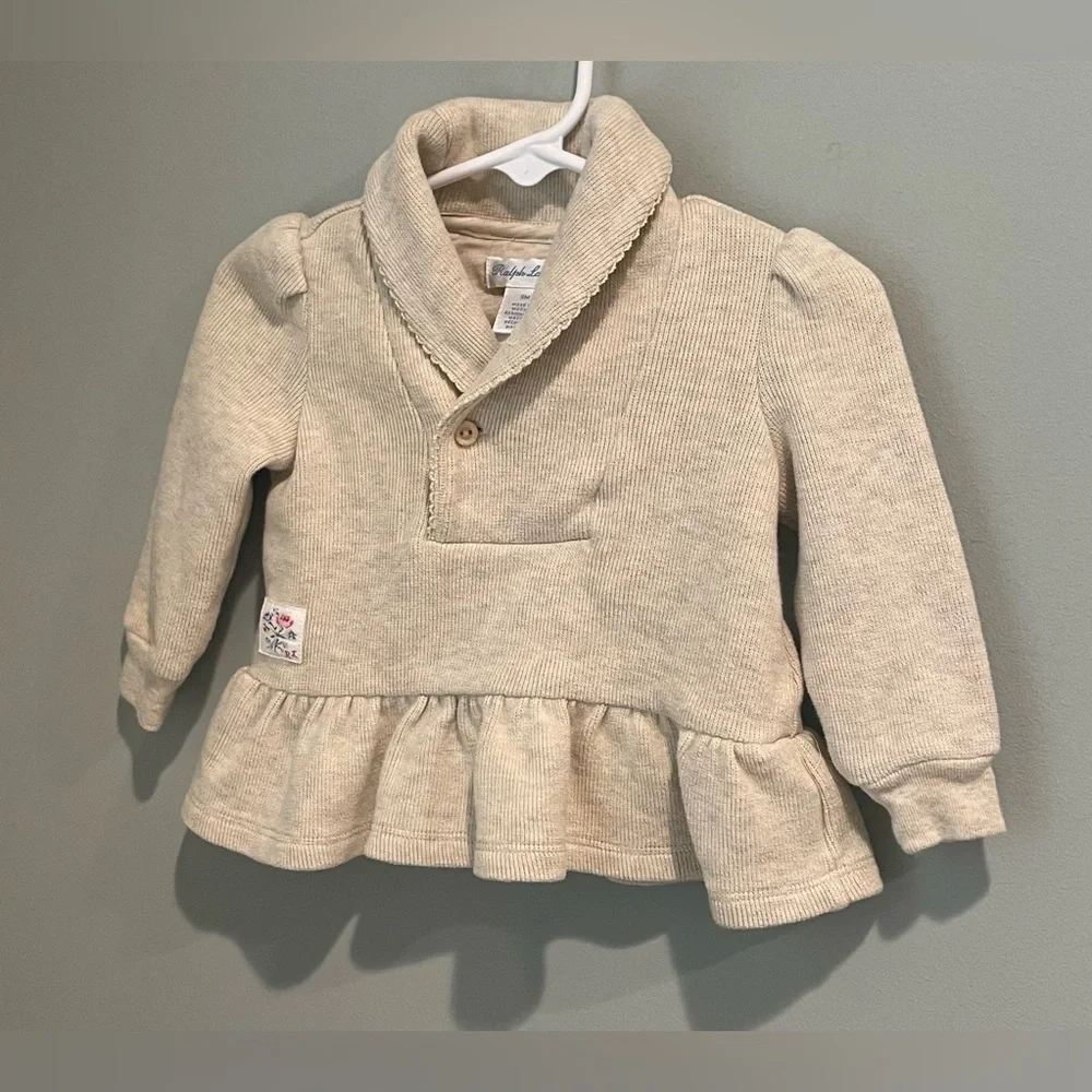 Ralph Lauren Girls' French-Rib Cotton Pullover-Size‎ 9 months